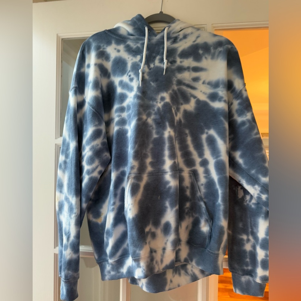 Gildan Men's Tie-Dye Hoodie - Navy and White